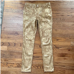 EUC Chico's Platinum Gold Foil Pull-On Jeggings Chico's Size 00 (US Size XS/2)